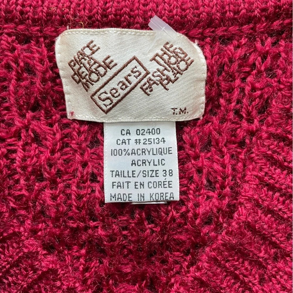 Vintage Sears Maroon Burgundy Textured Knit Sweater Women’s 38 Small - Picture 4 of 11